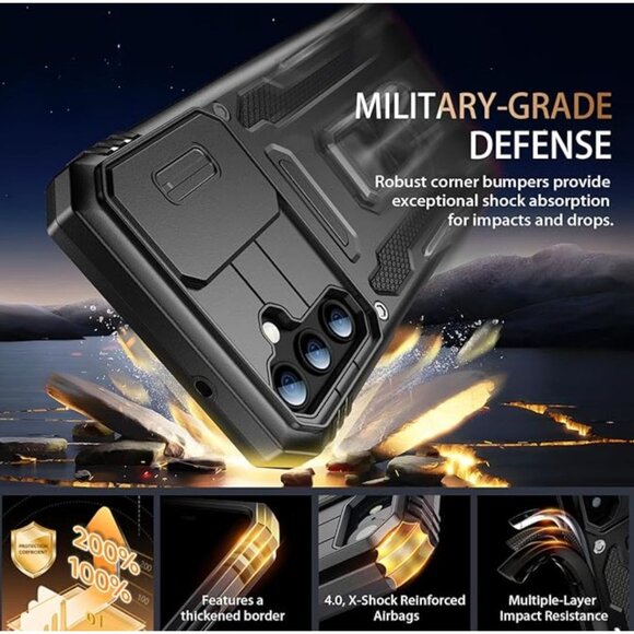 FUNMIKO for Samsung Galaxy S24 Case with Upgraded Sliding Camera Lens Protector - Picture 3 of 5